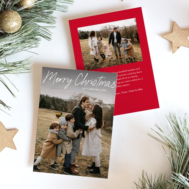 Tarjeta de Navidad con guión simple moderno 2 Foto (Subido por el creador)