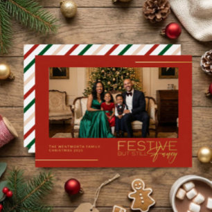 Tarjeta de Navidad con Hilo de Oro Festiva pero co