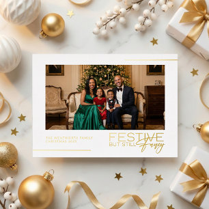 Tarjeta de Navidad con Hilo de Oro Festiva pero co