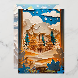 Tarjeta de Navidad con Hojalata de Invierno Mágico