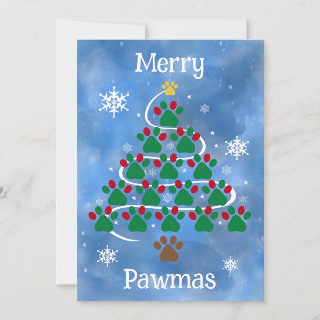 Tarjeta de Navidad con Huella de Perro (Anverso)
