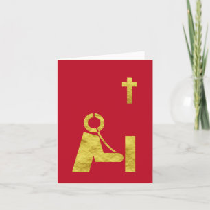 Tarjeta de Navidad con icono dorado de operador de