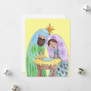 Tarjeta de Navidad con ilustración en acuarela del