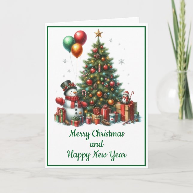 Tarjeta de Navidad con imagen de árbol de Navidad (Anverso)