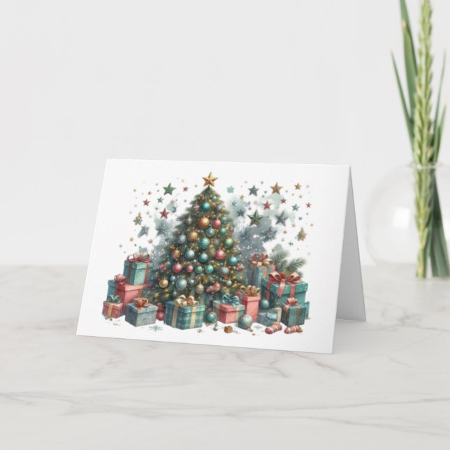 Tarjeta de Navidad con imagen de árbol de Navidad (Anverso)