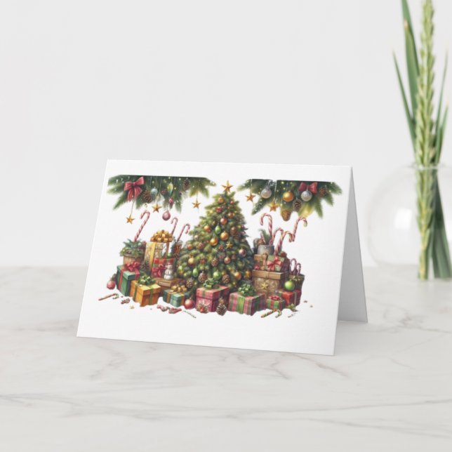 Tarjeta de Navidad con imagen de árbol de Navidad (Anverso)