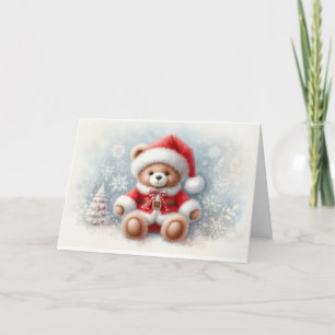 Tarjeta de Navidad con imagen de osito de Navidad