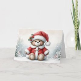 Tarjeta de Navidad con imagen de osito de Navidad