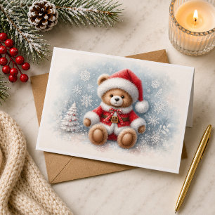 Tarjeta de Navidad con imagen de osito de Navidad