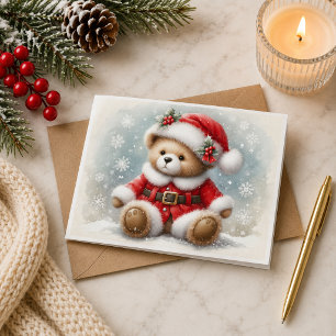 Tarjeta de Navidad con imagen de osito de Navidad