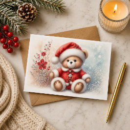 Tarjeta de Navidad con imagen de osito de Navidad