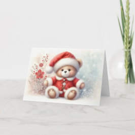 Tarjeta de Navidad con imagen de osito de Navidad