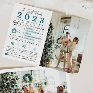 Tarjeta de Navidad con infografía del resumen del 