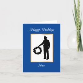 Tarjeta de Navidad con la silueta de un oficial de