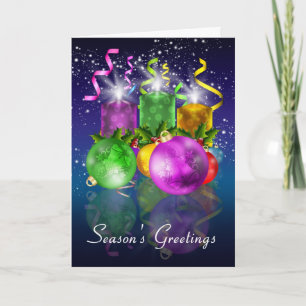 Tarjeta de Navidad con las chucherías y las velas