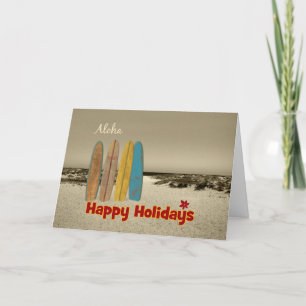 Tarjeta de Navidad con las tablas hawaianas del