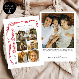 Tarjeta de Navidad con lazo de bendiciones familia