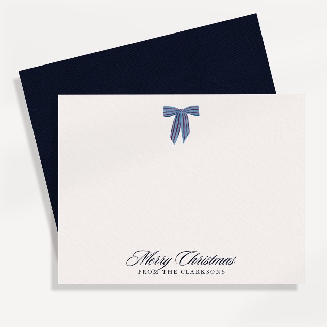 Tarjeta de Navidad con lazo de rayas Navy (Subido por el creador)