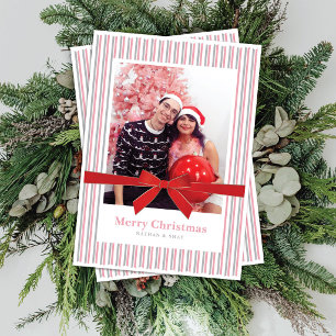 Tarjeta de Navidad con lazo de terciopelo rojo