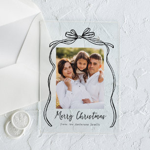 Tarjeta de Navidad con lazo negro vintage