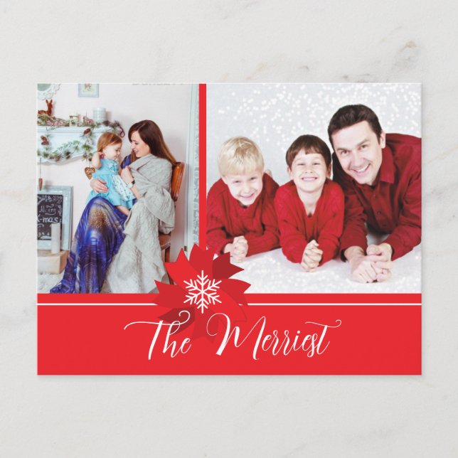 Tarjeta de Navidad con Lazo Rojo (Anverso)