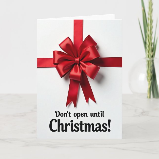 Tarjeta de Navidad con Lazo Rojo Simple (Anverso)