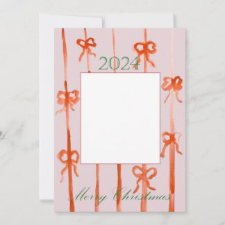 Tarjeta de Navidad con lazo rosa