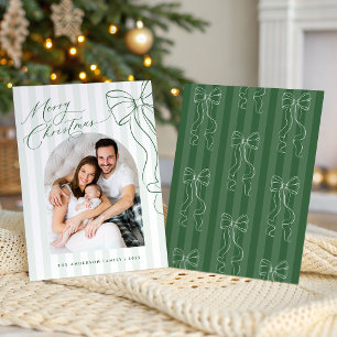 Tarjeta de Navidad con lazo verde