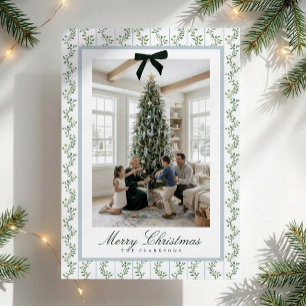 Tarjeta de Navidad con Lazo Verde Grandmillennial