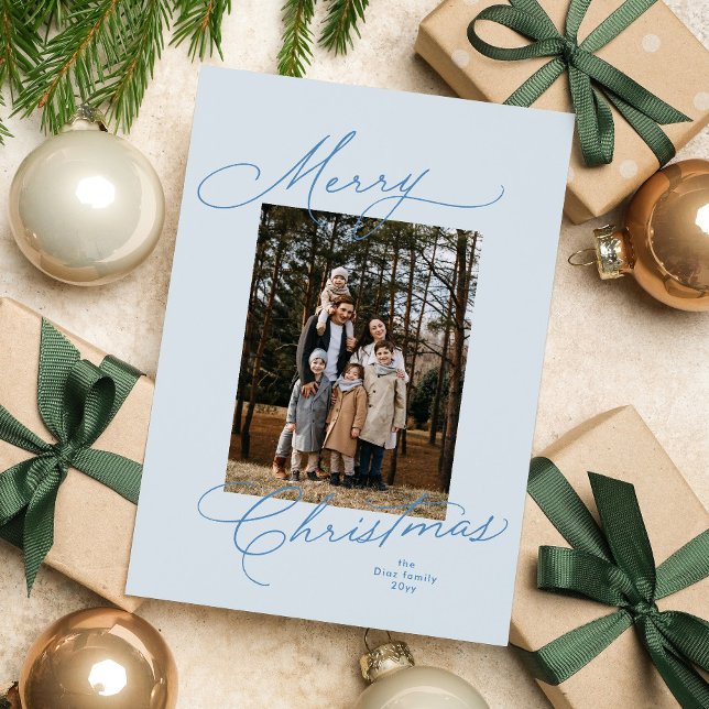 Tarjeta de Navidad con letra azul claro (Subido por el creador)