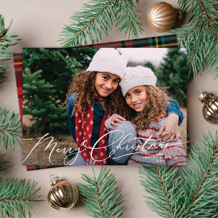 Tarjeta de Navidad con Letra Blanca Elegante