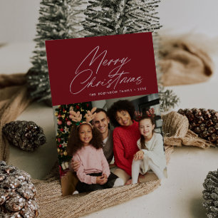 tarjeta de Navidad con letra blanca minimalista
