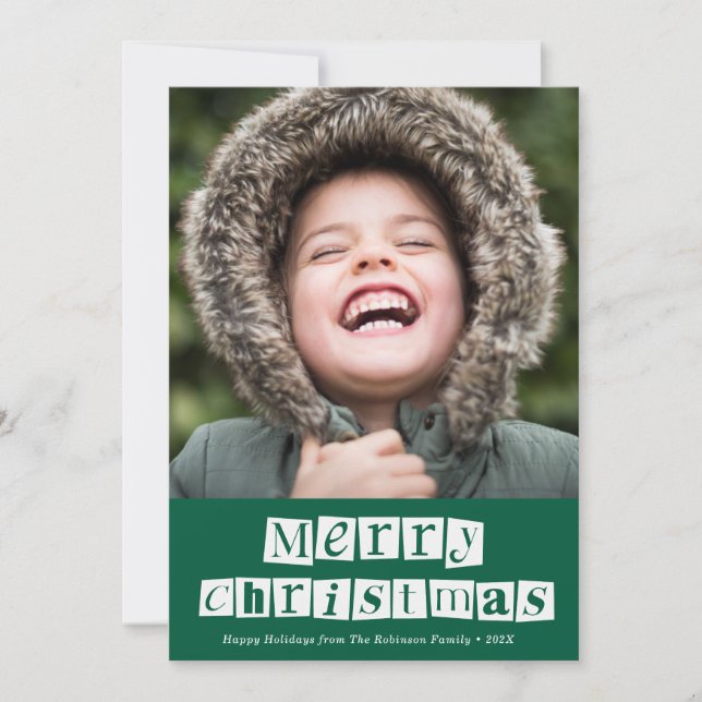 tarjeta de Navidad con letra cursiva blanca (Anverso)