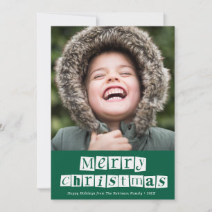 tarjeta de Navidad con letra cursiva blanca