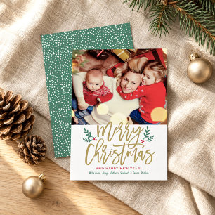 Tarjeta de Navidad con letra de 'Merry Christmas'