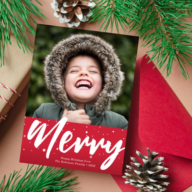 tarjeta de Navidad con letra de pincel blanco (Subido por el creador)