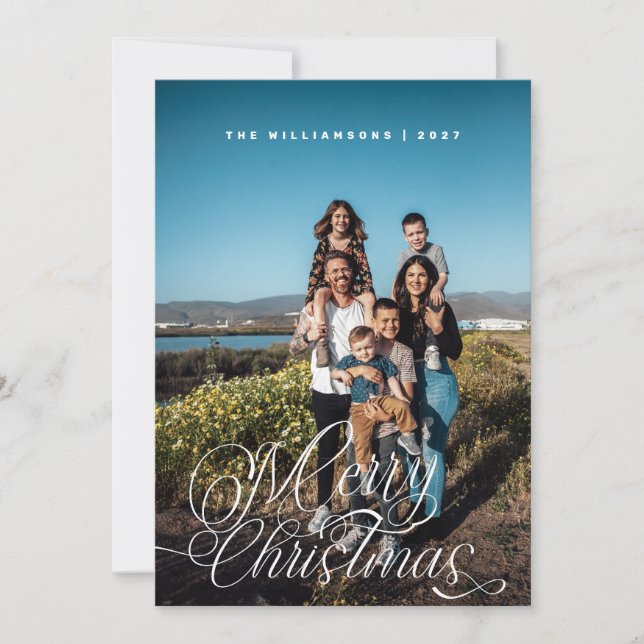 Tarjeta de Navidad con Letra Moderna Feliz Navidad (Anverso)