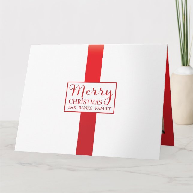 Tarjeta de Navidad con Listón Rojo Cereza (Anverso)