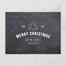Tarjeta de Navidad con logotipo de pizarra