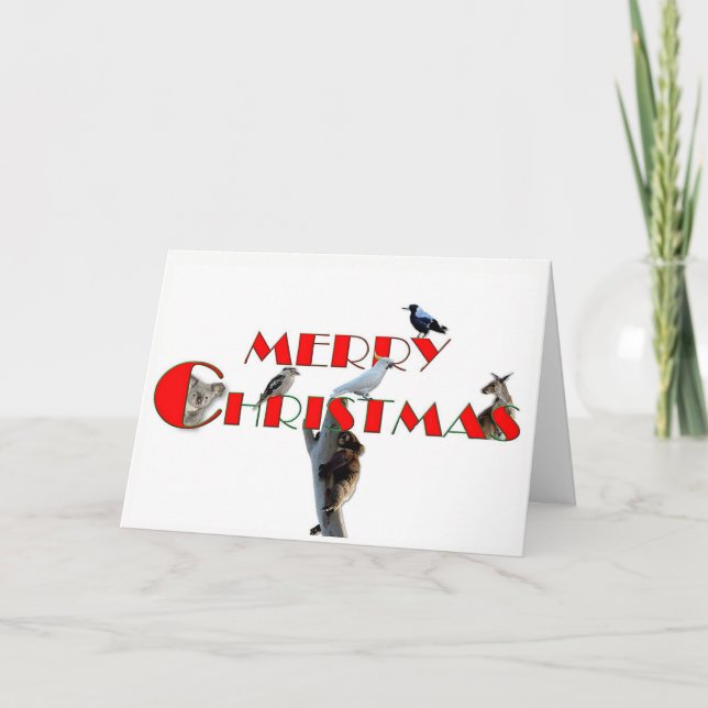 Tarjeta de Navidad con los animales australianos (Anverso)