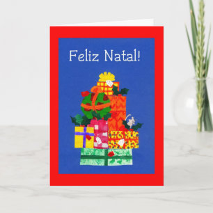 Tarjeta de Navidad con los regalos - saludo