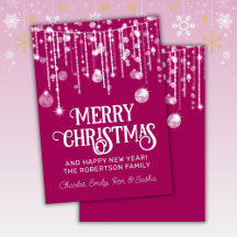 Tarjeta de Navidad con Luces de Cuerda Blancas y R