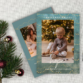 Tarjeta de Navidad con Luces Doradas Bokeh