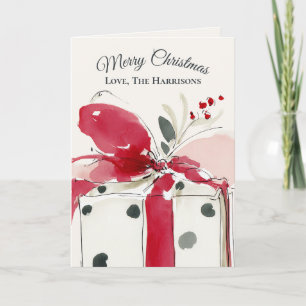 Tarjeta de Navidad con lunares en acuarela festiva