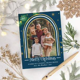 Tarjeta de Navidad con marco de arco Foto de famil