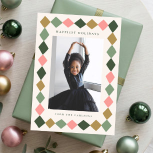 Tarjeta de Navidad con Marco de Diamante Dibujado