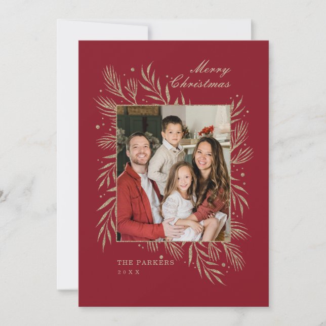 Tarjeta de Navidad con marco de foto de familia de (Anverso)