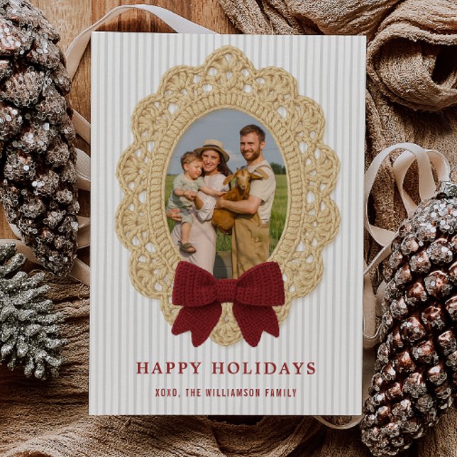 Tarjeta de Navidad con Marco de Ganchillo Acogedor (Cozy Christmas Crochet Frame Holiday Photo Card)