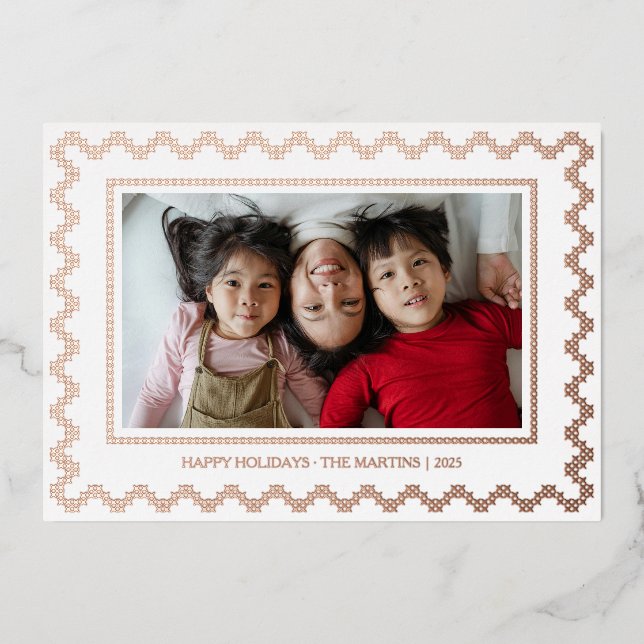 Tarjeta de Navidad con marco de punto de cruz y fo (Anverso)