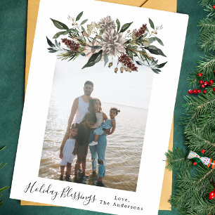 Tarjeta de Navidad con marco floral vintage para f